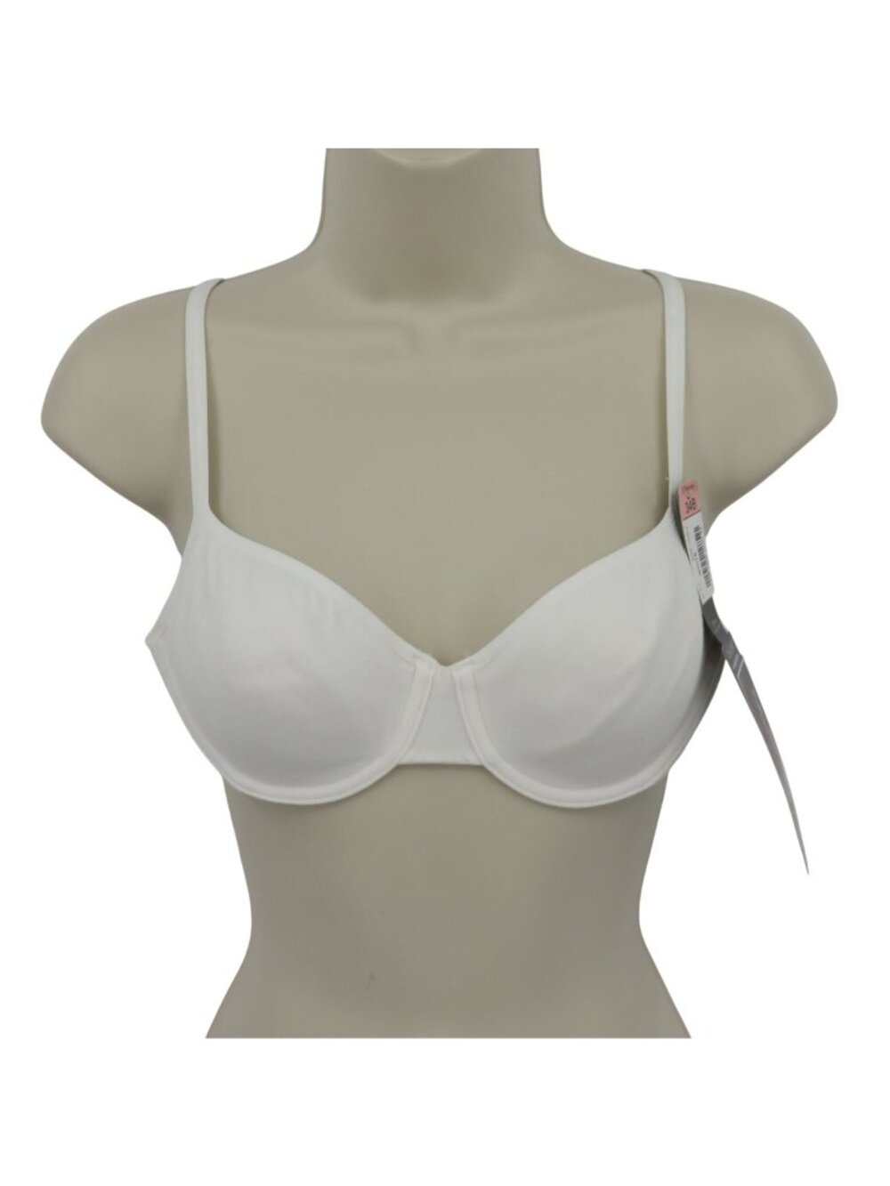 NEW Delicates 34B Cotton Collection Padded Demi Underwire Bra White Lined VTG